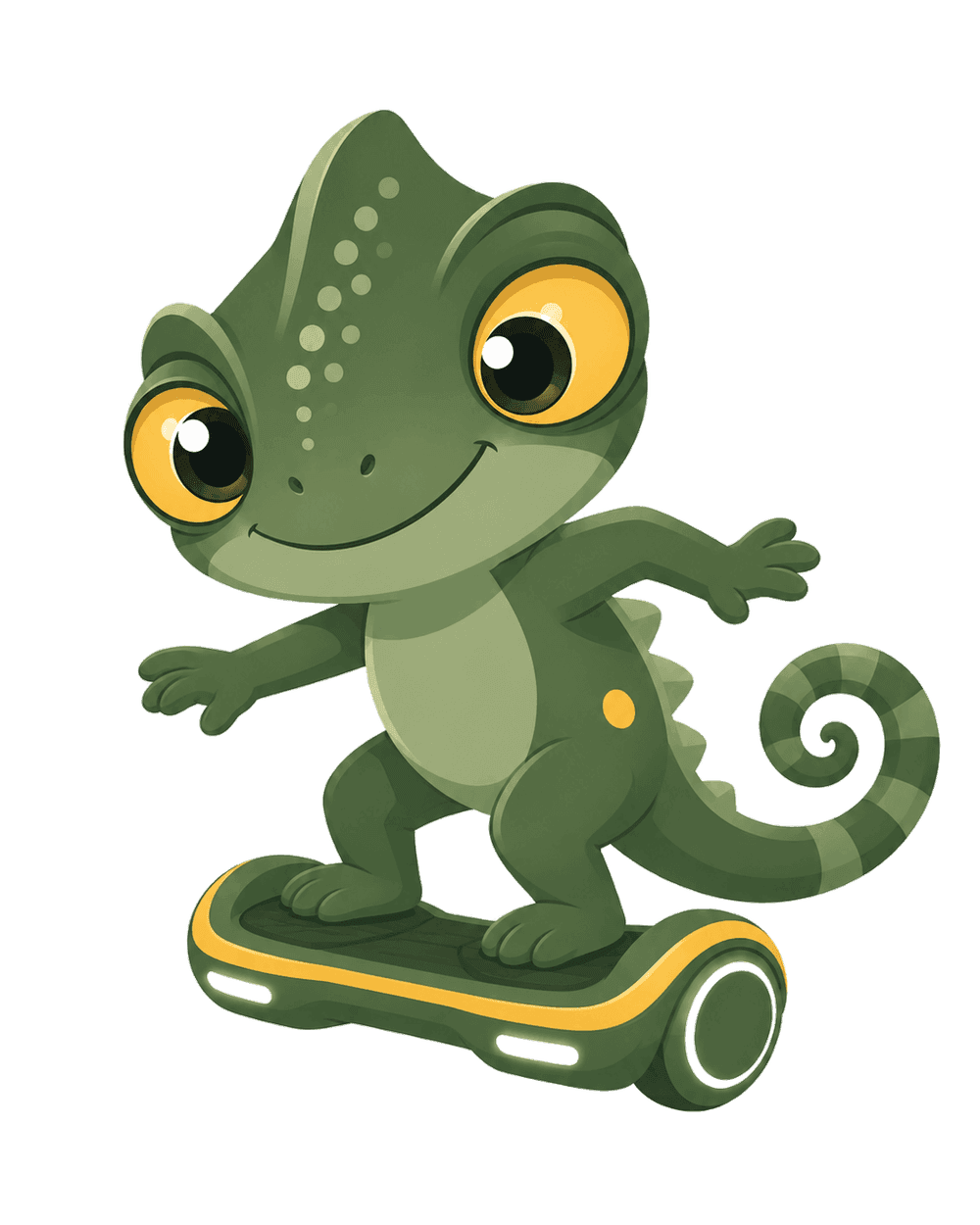 Kája, maskot Edu v klidu, na hoverboardu